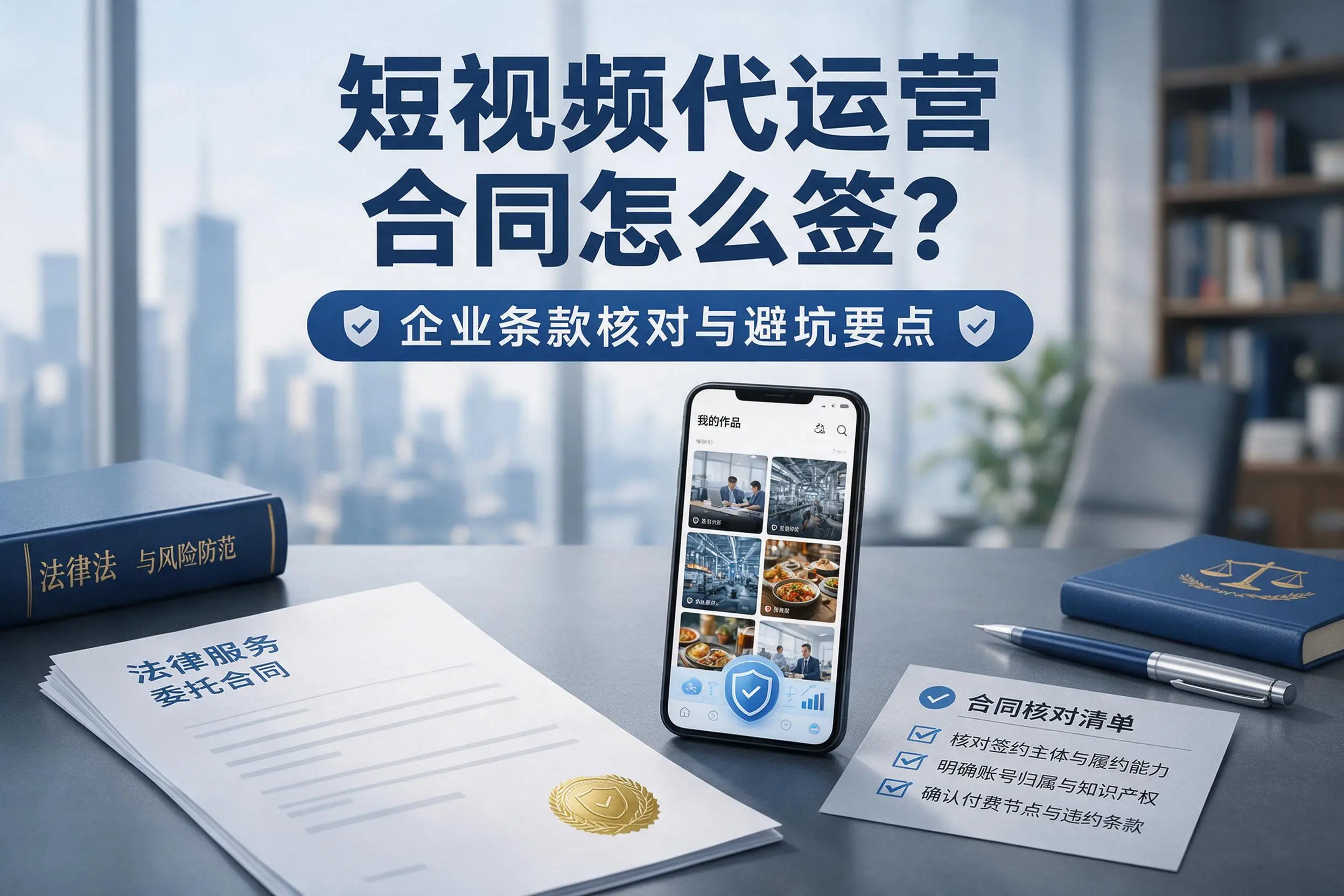 短视频代运营合同怎么签?琼中企业条款核对与避坑要点