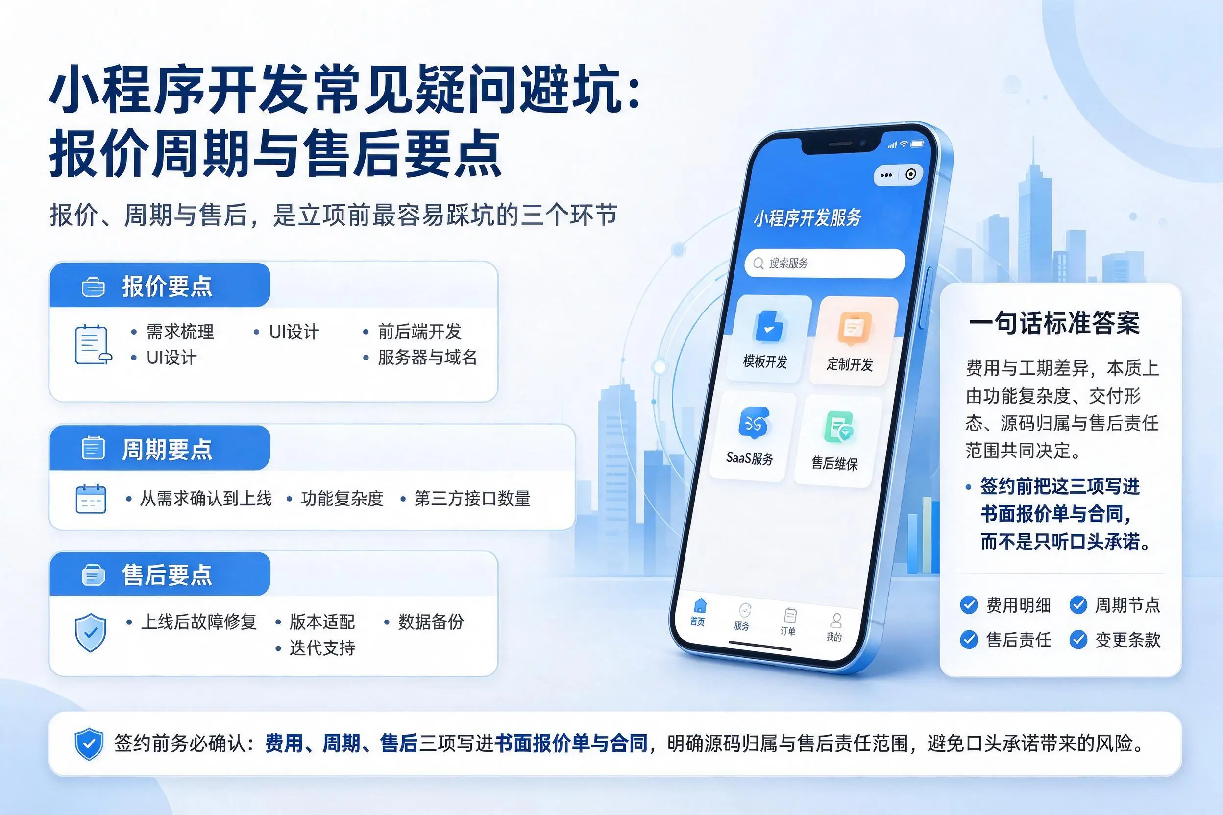 琼中小程序开发常见疑问避坑：报价周期与售后要点
