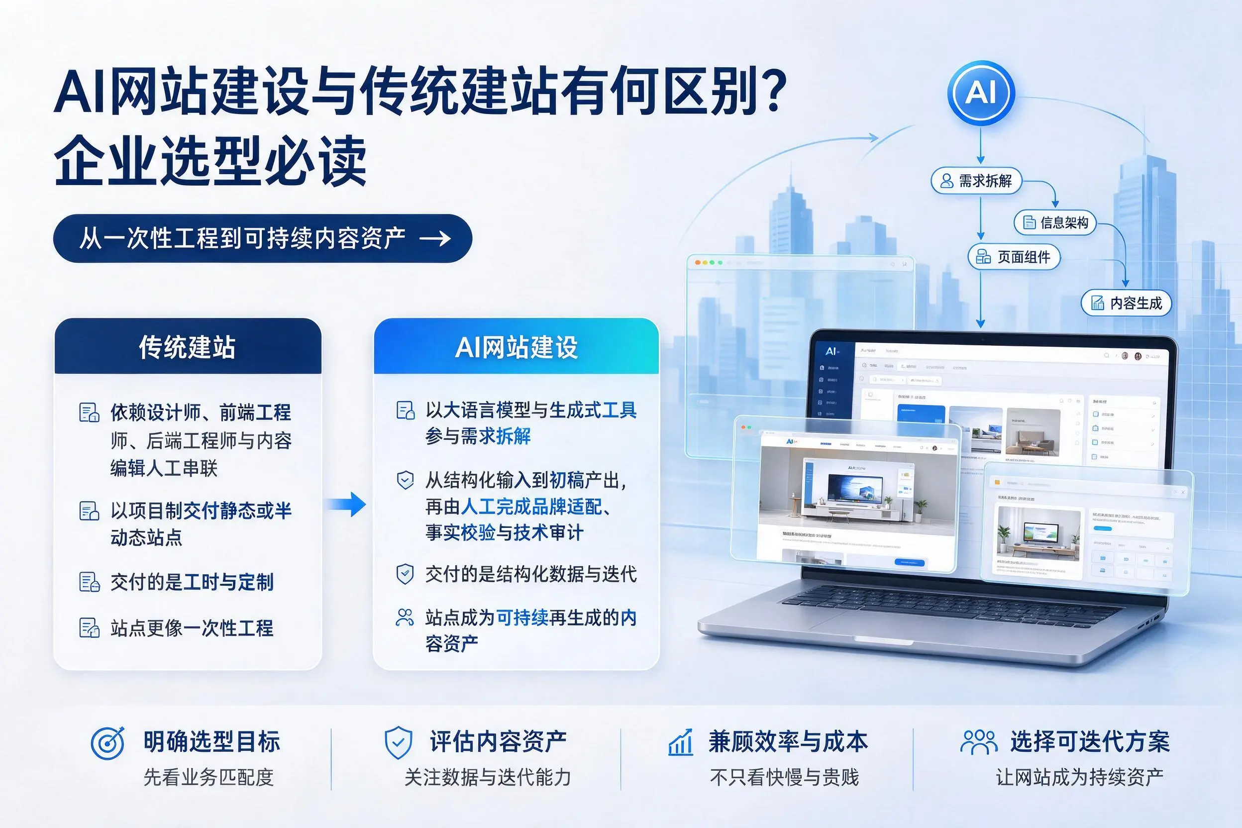 AI网站建设与传统建站有何区别?琼中企业选型必读