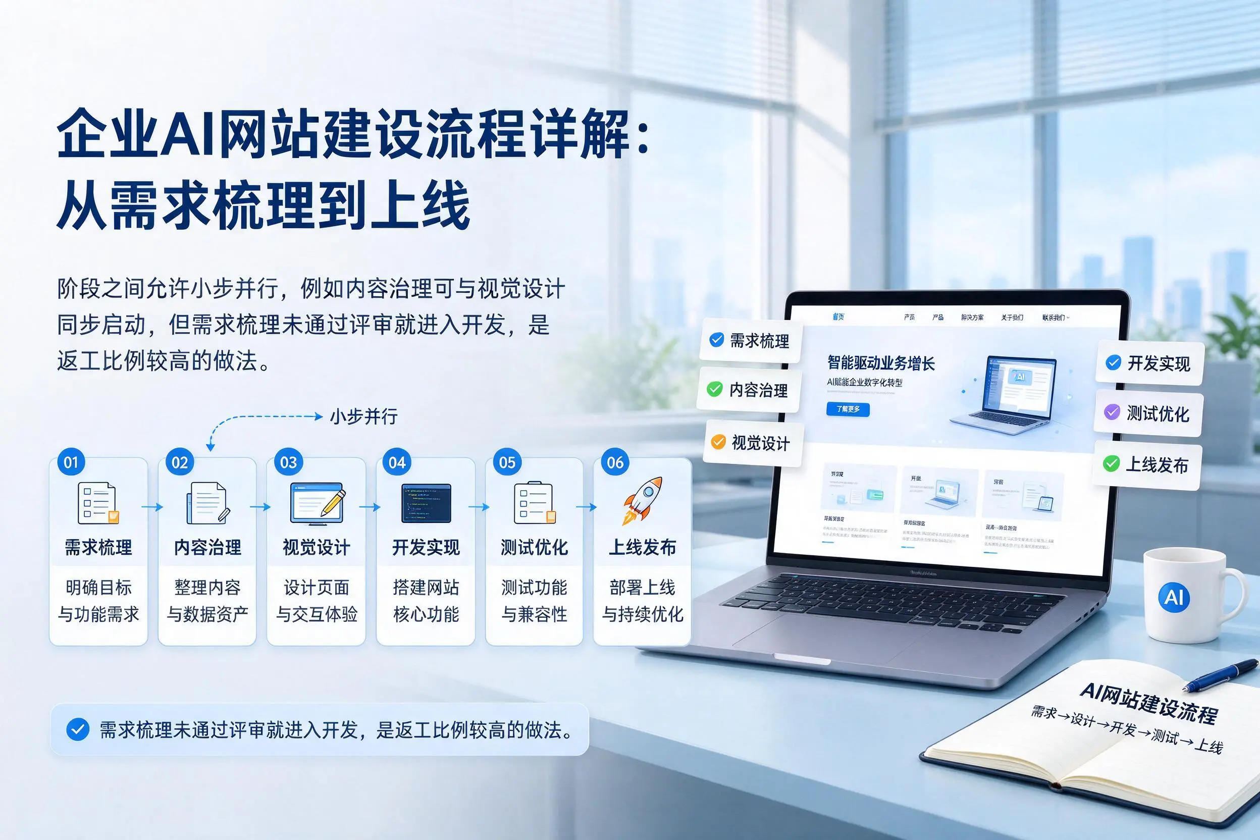 琼中企业AI网站建设流程详解:从需求梳理到上线